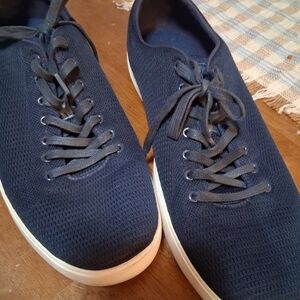 Cole Haan Navy Knit Lace-Up Sneakers with White Sole